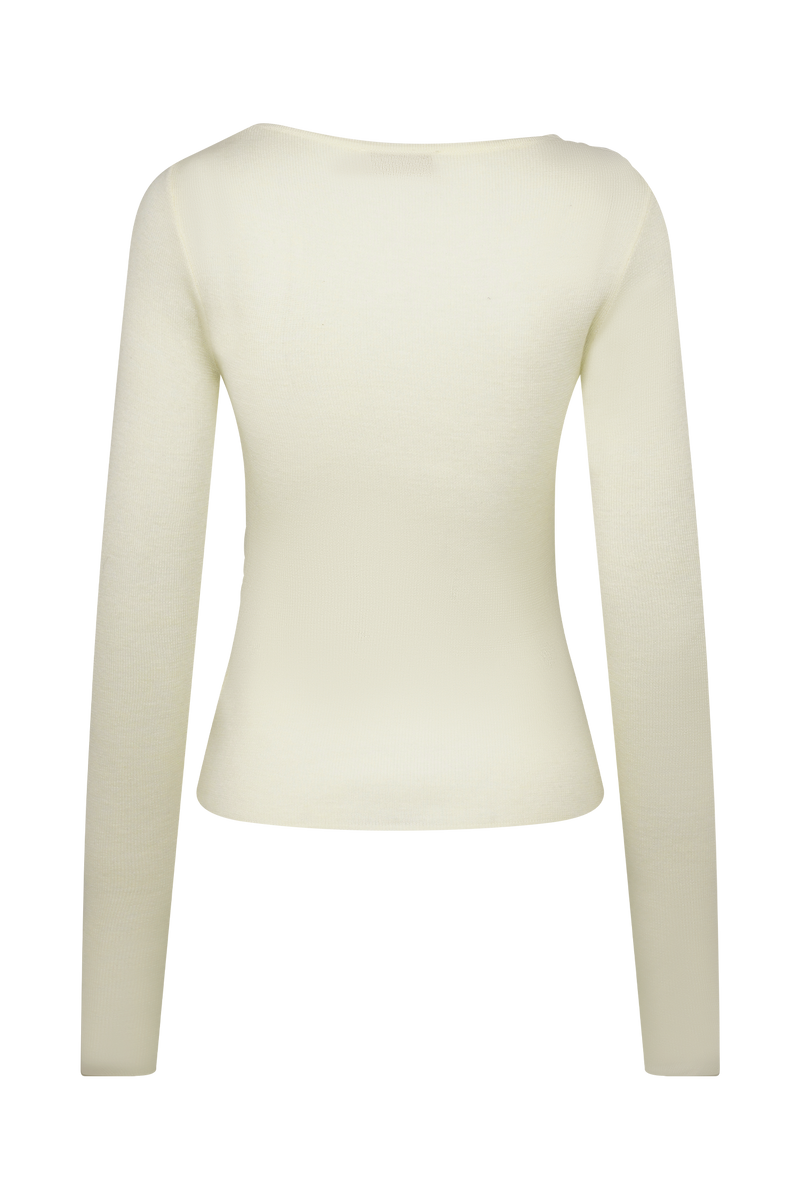 Culver Draped Twist Knit Top - Cream