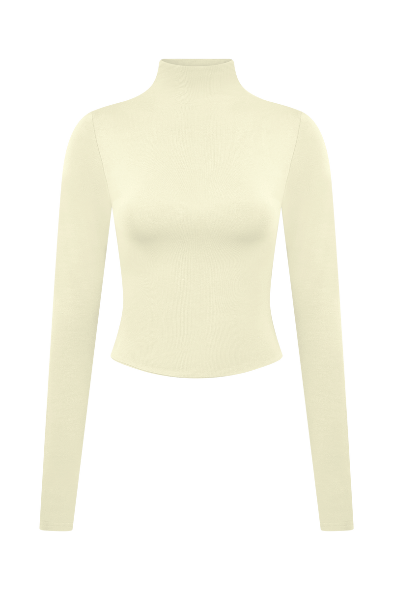 Ember Modal Long Sleeve High Neck Top - Ivory