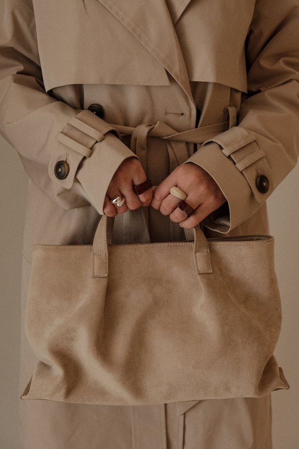 Baylor Faux Suede Bag - Natural