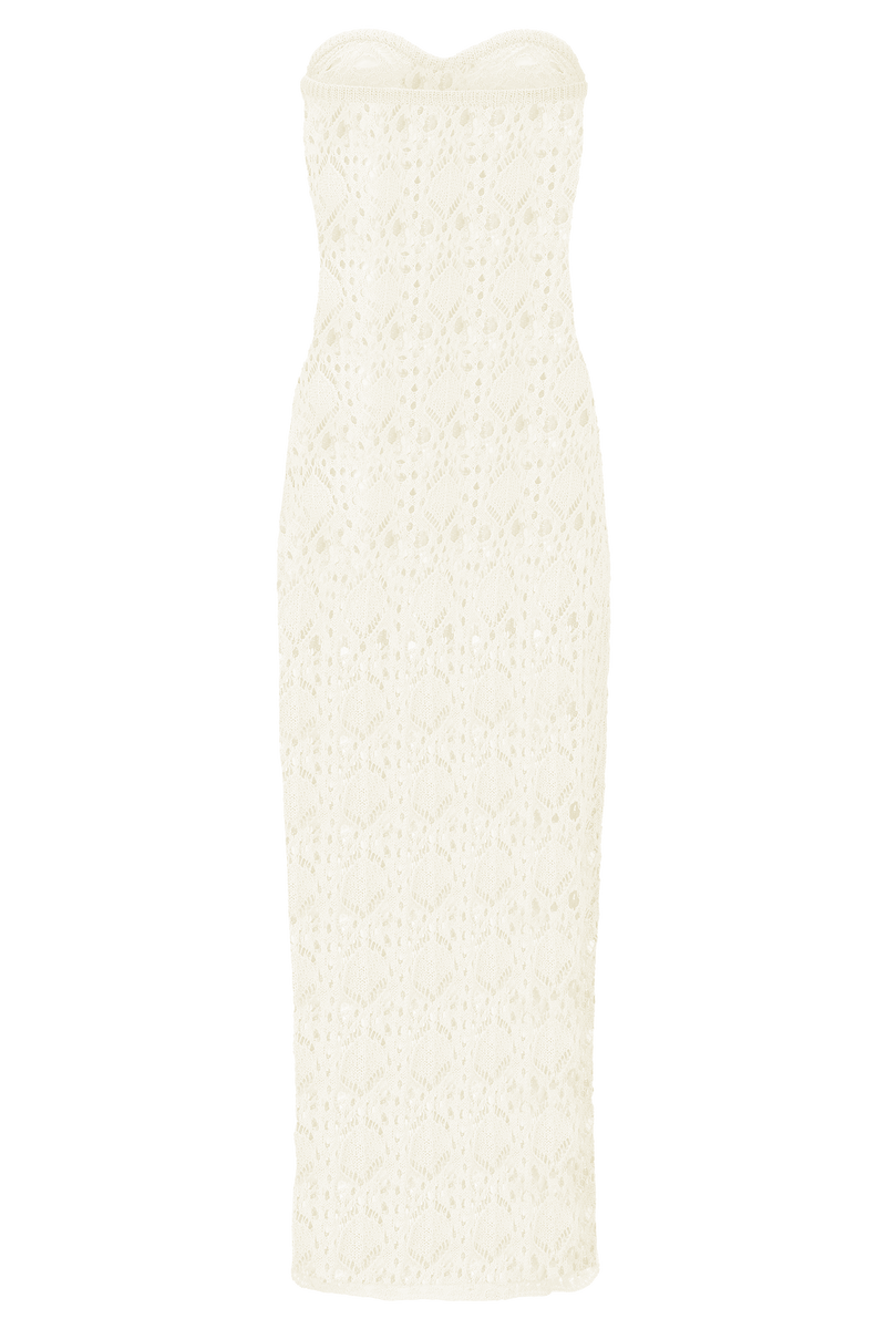 Aeline Strapless Crochet Knit Top - Ivory