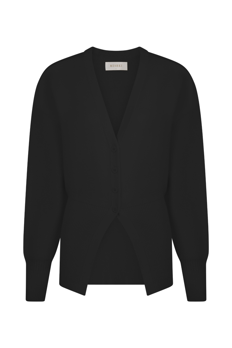 Alexia Buttoned Oversized Cardigan - Black