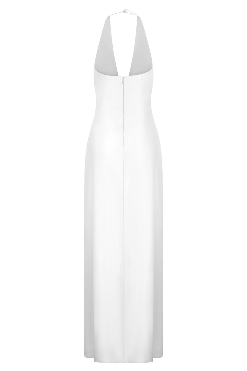 Alice Satin Halter Maxi Dress - White