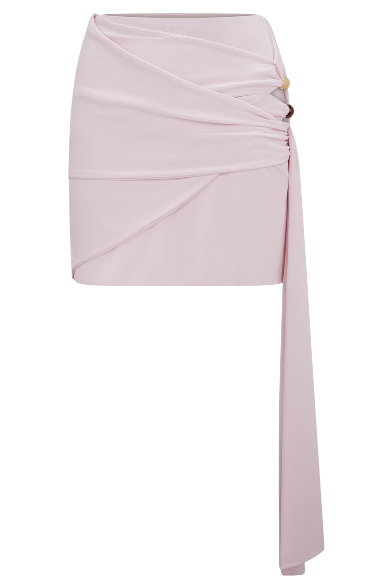 Alicent Slinky Beaded Mini Skirt - Pale Pink