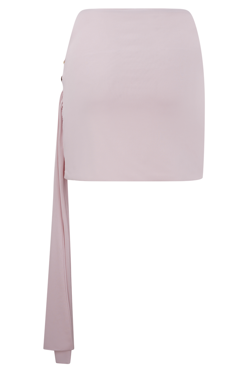 Alicent Slinky Beaded Mini Skirt - Pale Pink