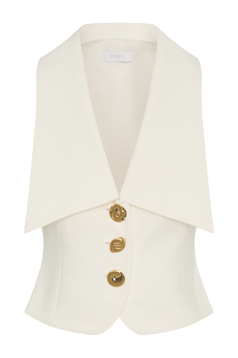 Alix Mixed Button Vest - Ivory