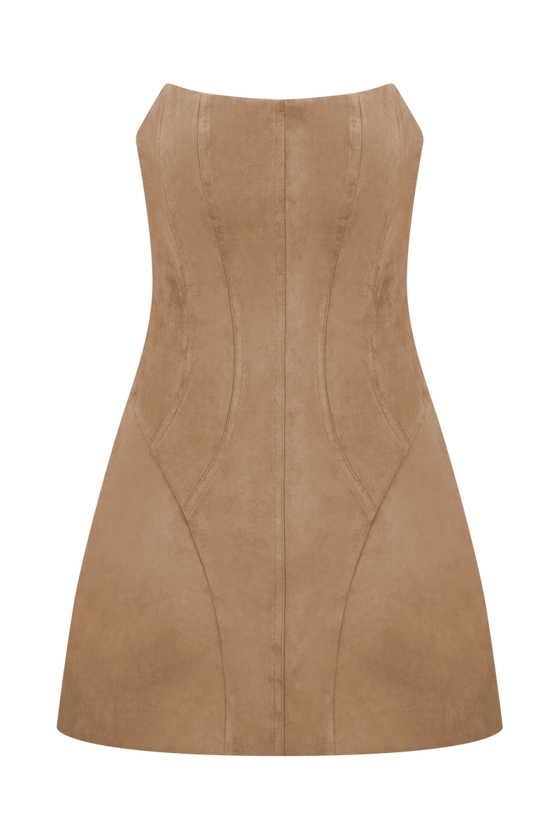 Andy Faux Suede Mini Dress - Camel