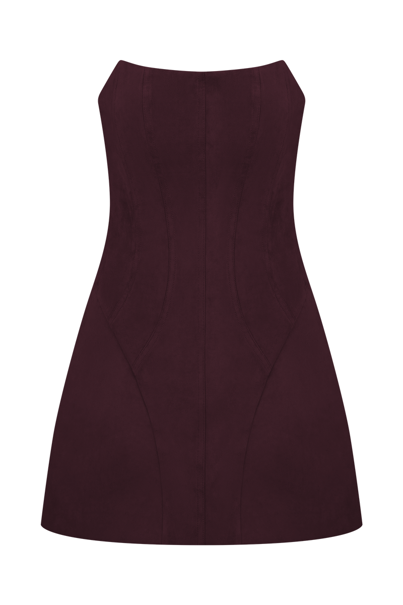 Andy Faux Suede Mini Dress - Wine