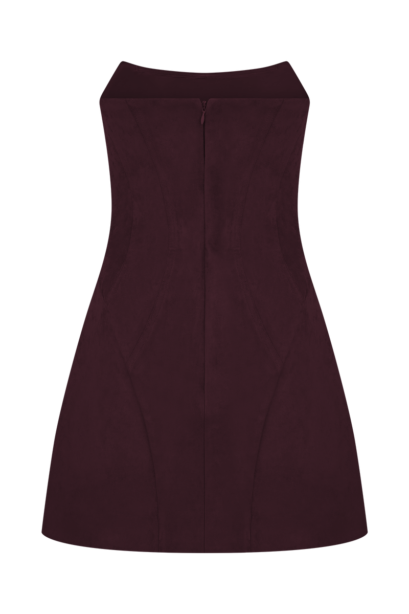 Andy Faux Suede Mini Dress - Wine
