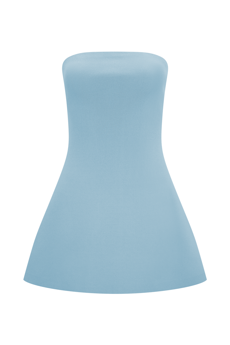 Anette Bandage Knit Strapless Top - Sky Blue