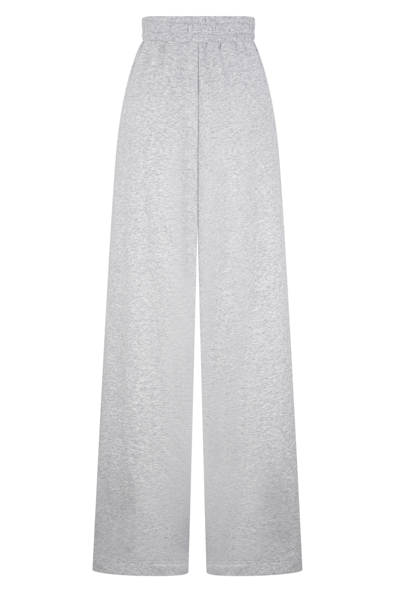 Aspen Gathered Wide Leg Jogger - Light Grey Marle