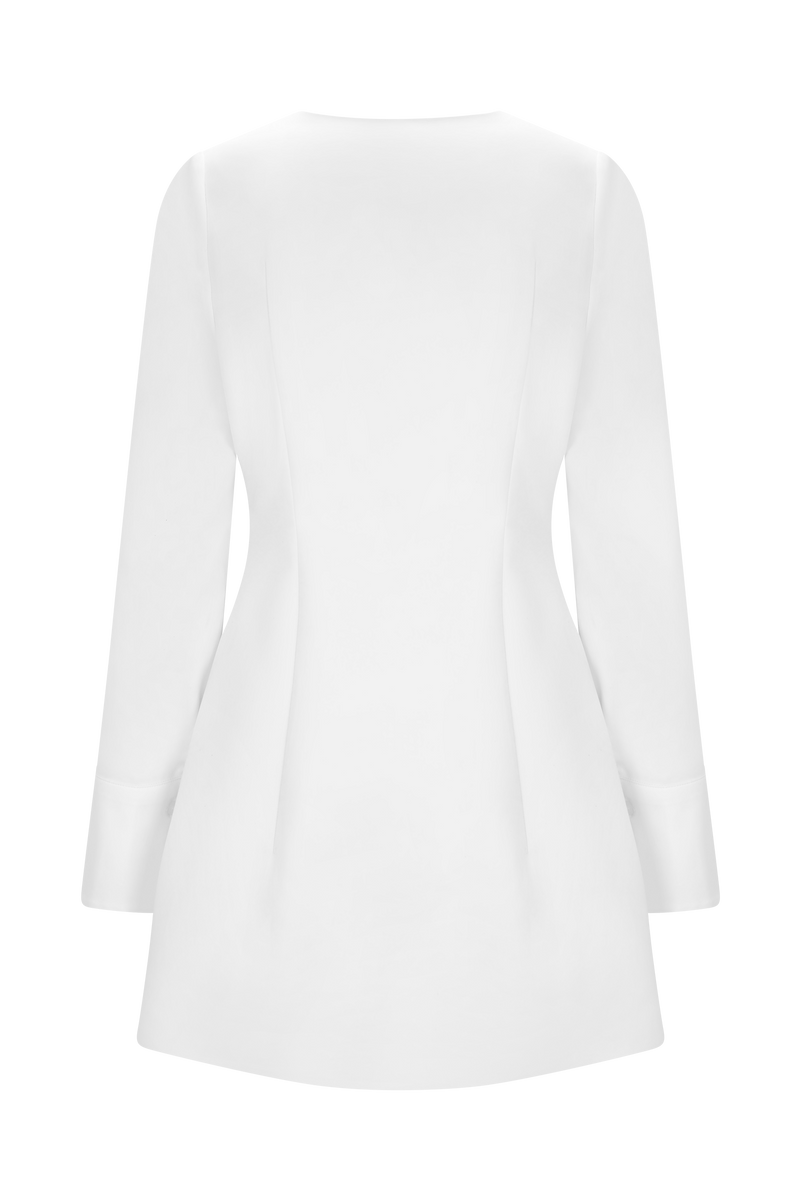 Carina Peplum Cotton Shirt Dress - White