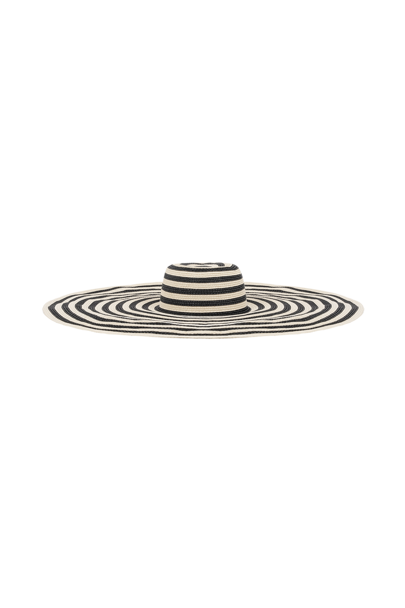 Cecil Straw Maxi Hat - Black And Neutral Stripe