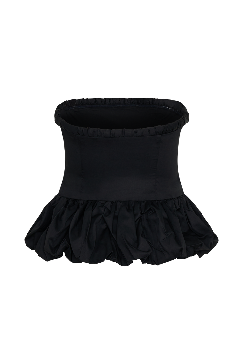 Cora Ruched Strapless Top - Black
