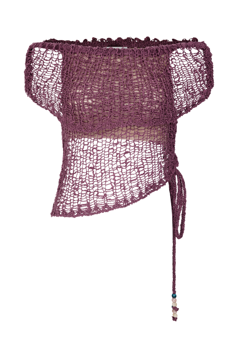 Cordelia Off Shoulder Knit Top - Mauve