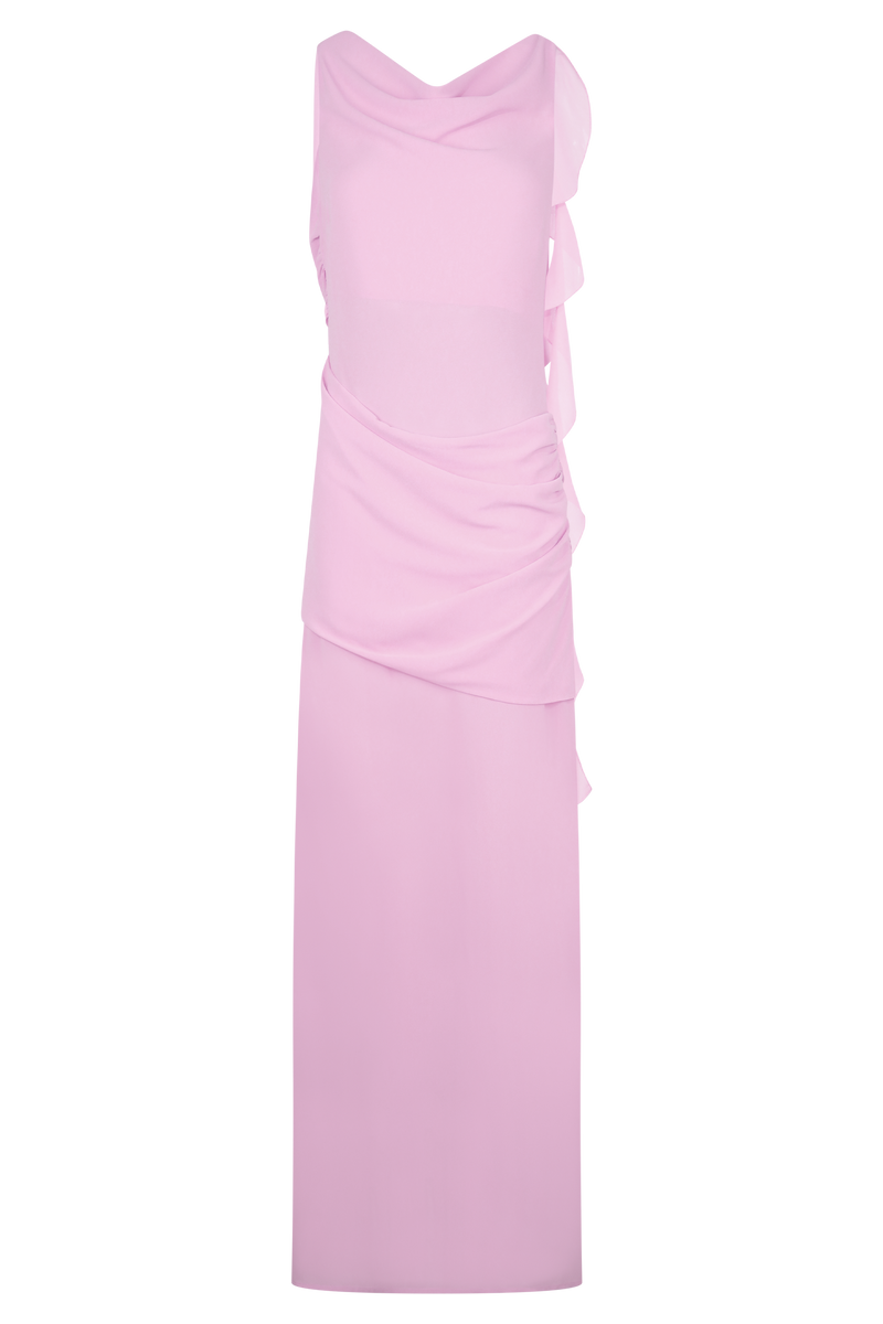 Daria Draped Chiffon Maxi Dress - Light Lilac