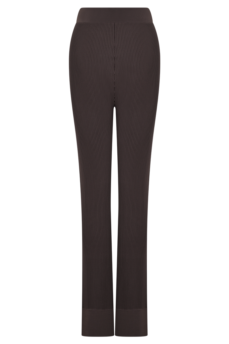 Elodie Ribbed Knit Pants - Chocolate
