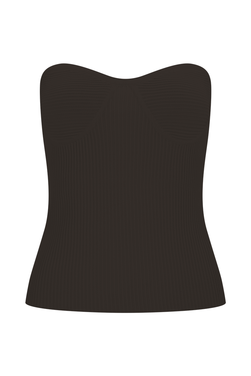 Elodie Strapless Cupped Knit Top - Chocolate
