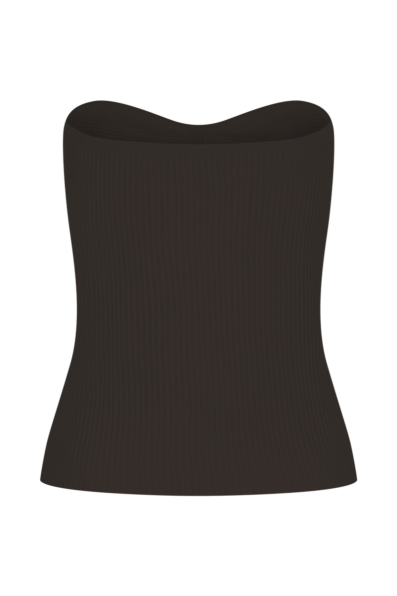 Elodie Strapless Cupped Knit Top - Chocolate