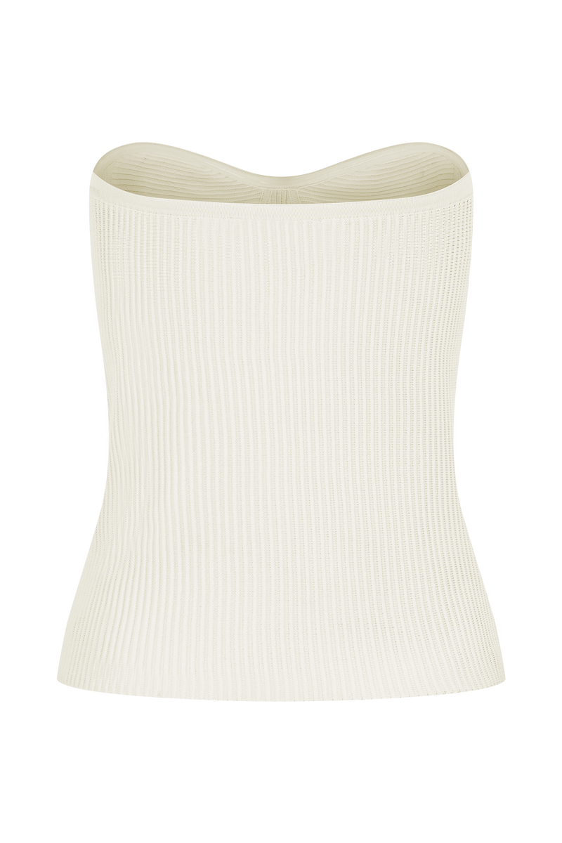 Elodie Strapless Cupped Knit Top - Ivory
