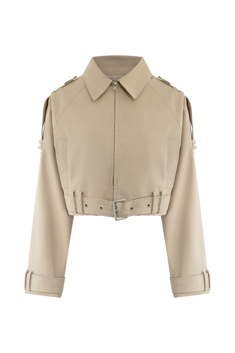 Frank Cropped Collared Jacket - Camel