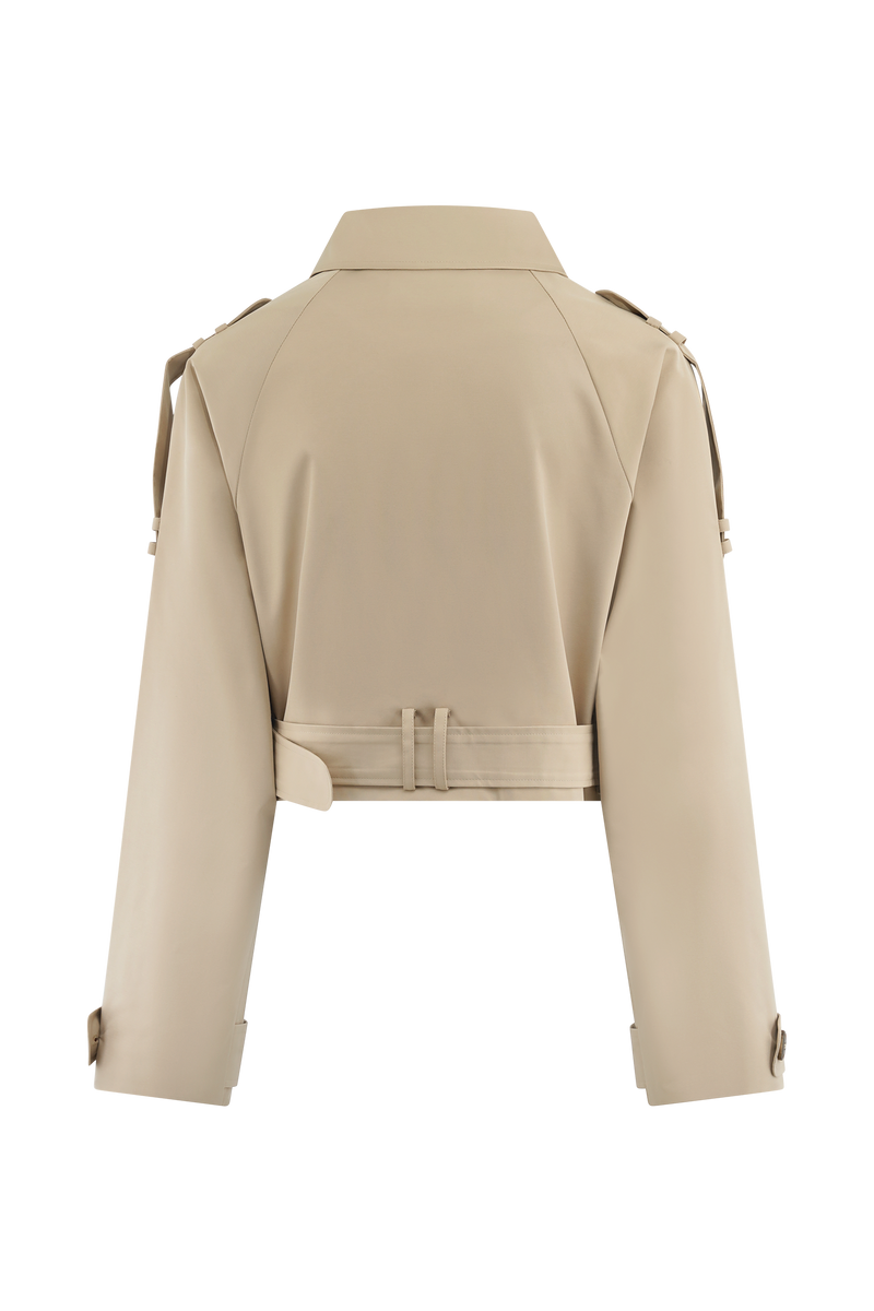 Frank Cropped Collared Jacket - Camel