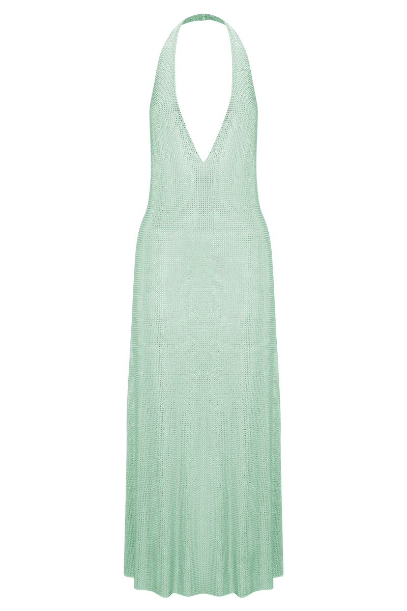 Genie Diamante Halter Midi Dress - Mint