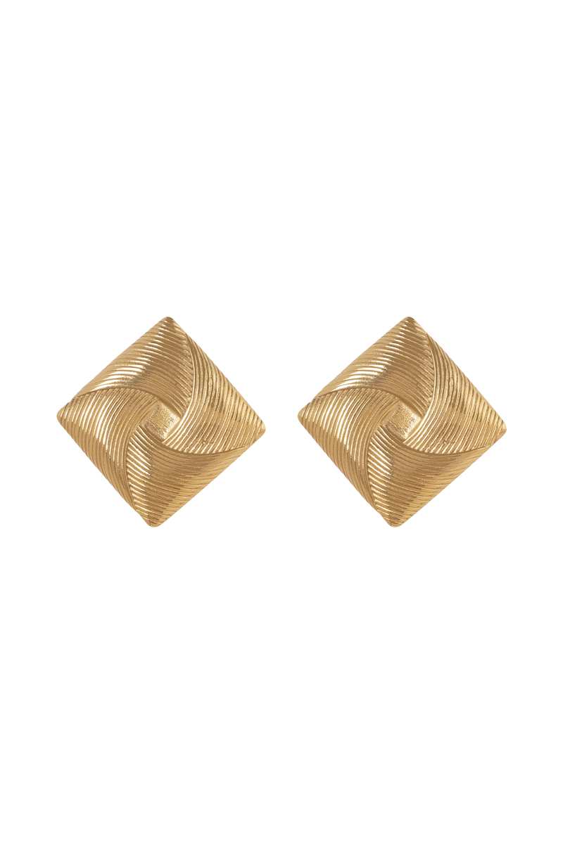 Indira Twisted Square Earrings - Gold