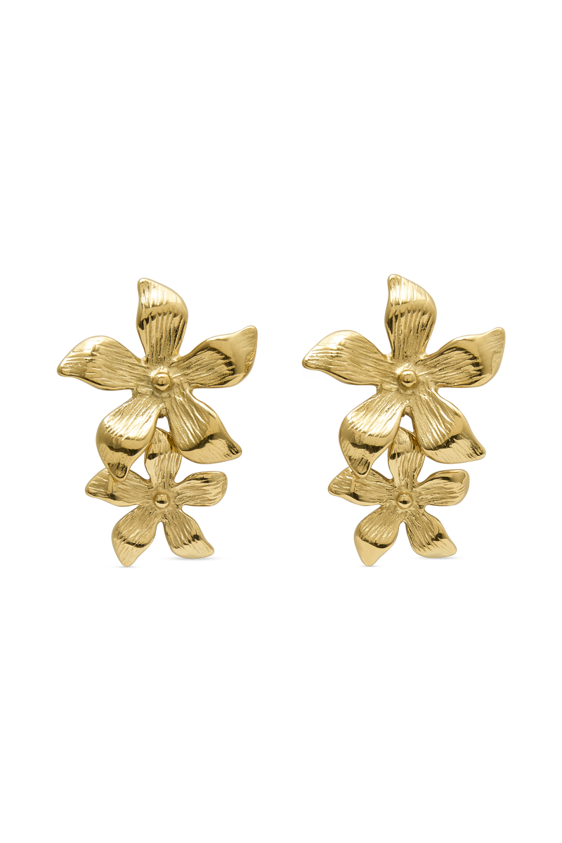 Infatuated Drop Flower Earrings - Gold