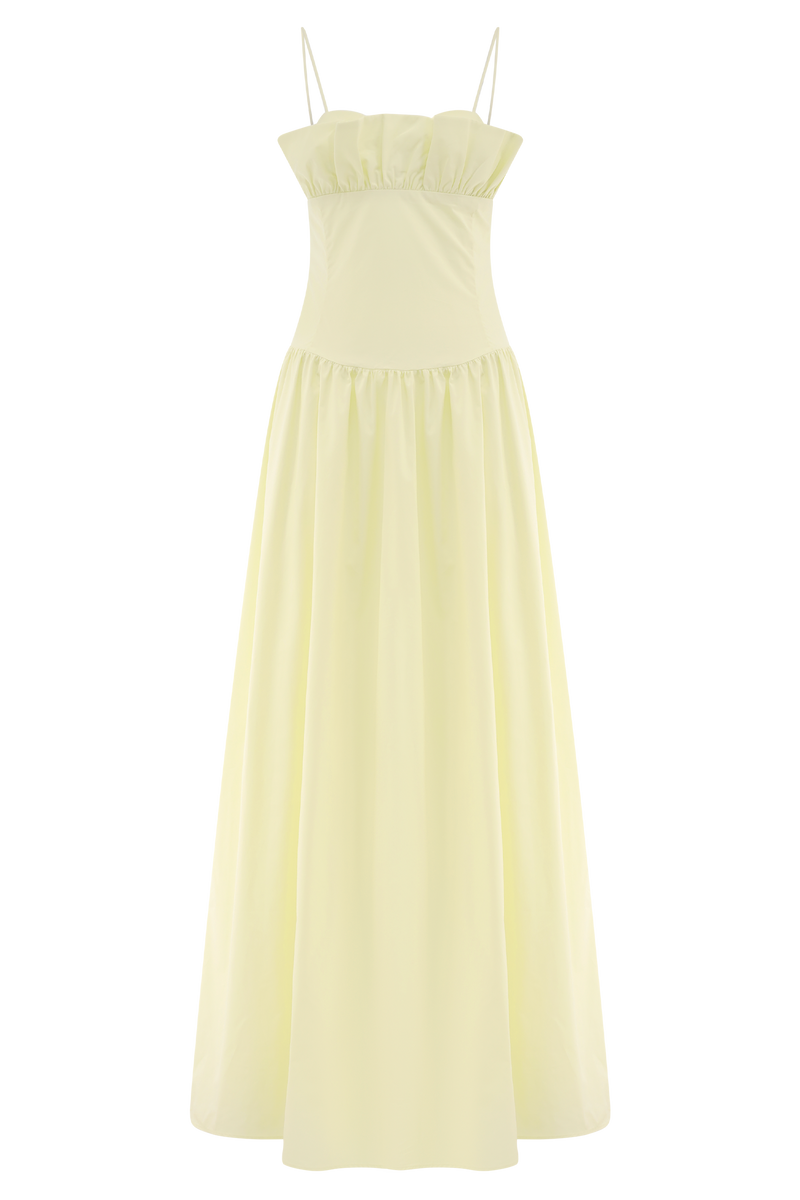 Janis Cotton Frill Maxi Dress - Lemon