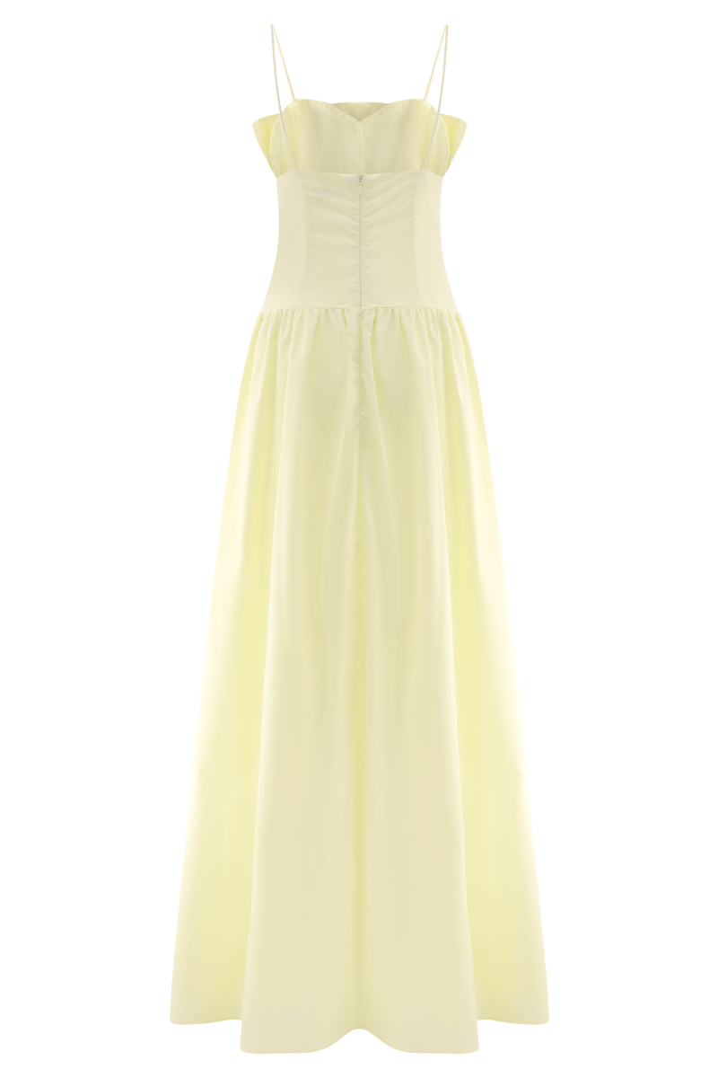 Janis Cotton Frill Maxi Dress - Lemon