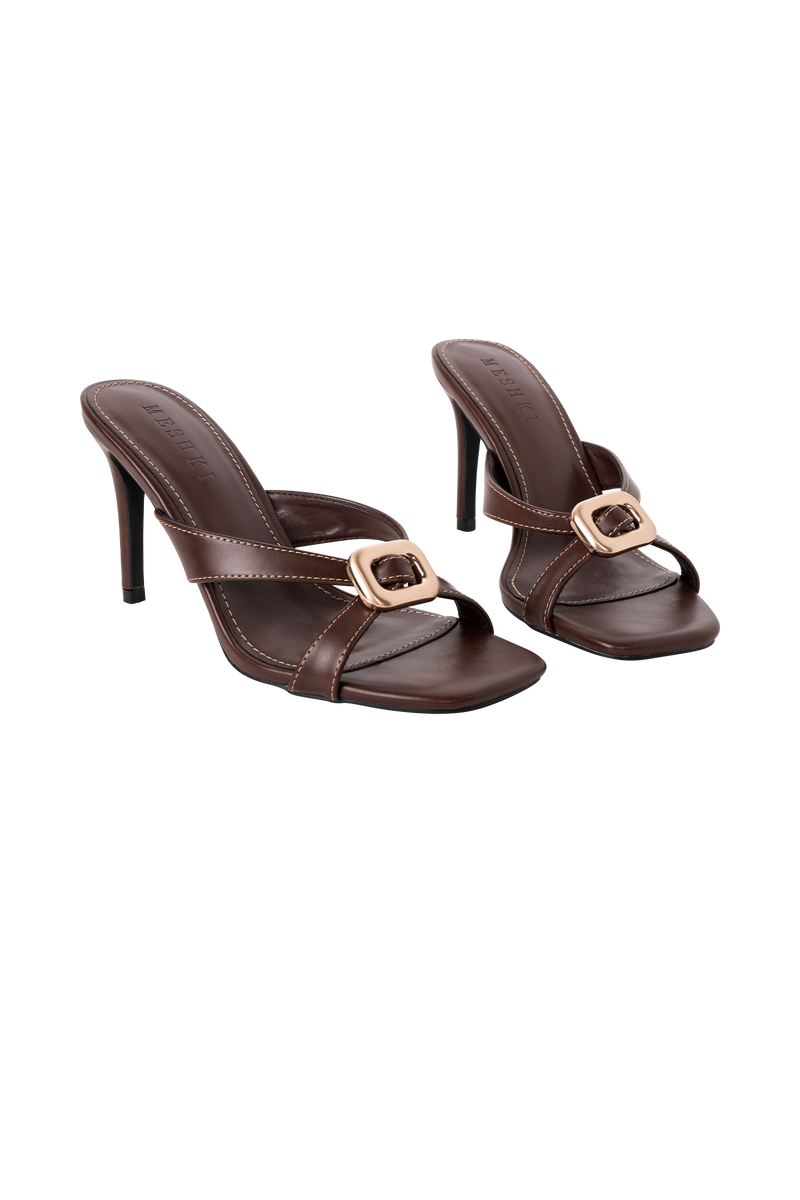 Jodie High Heel With Hardware - Chocolate