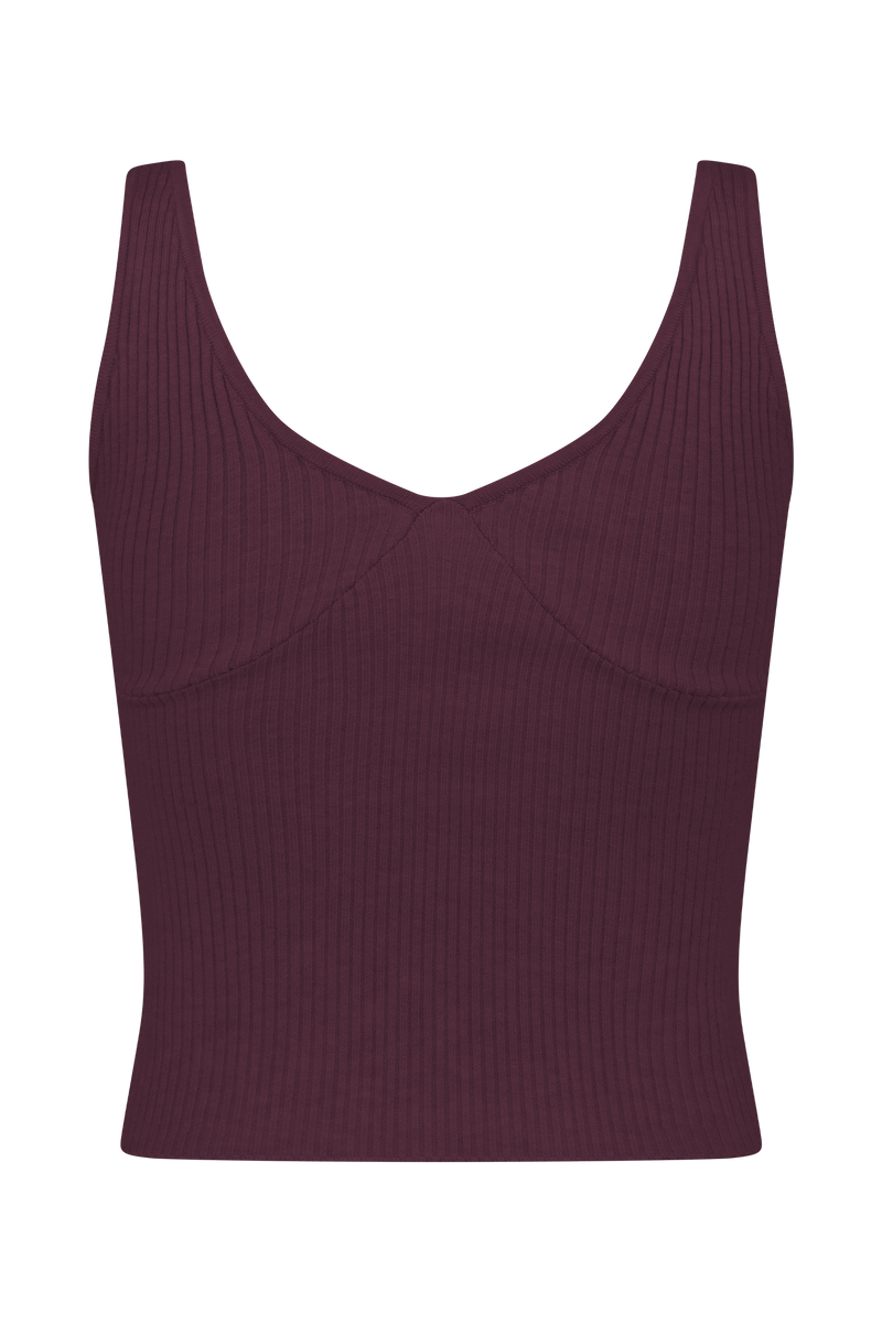 Natalya Ribbed Knit Cami Top - Merlot