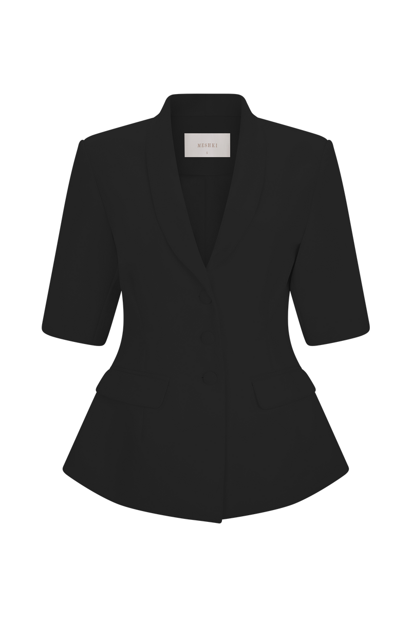 Opal Puff Sleeve Suiting Top - Black