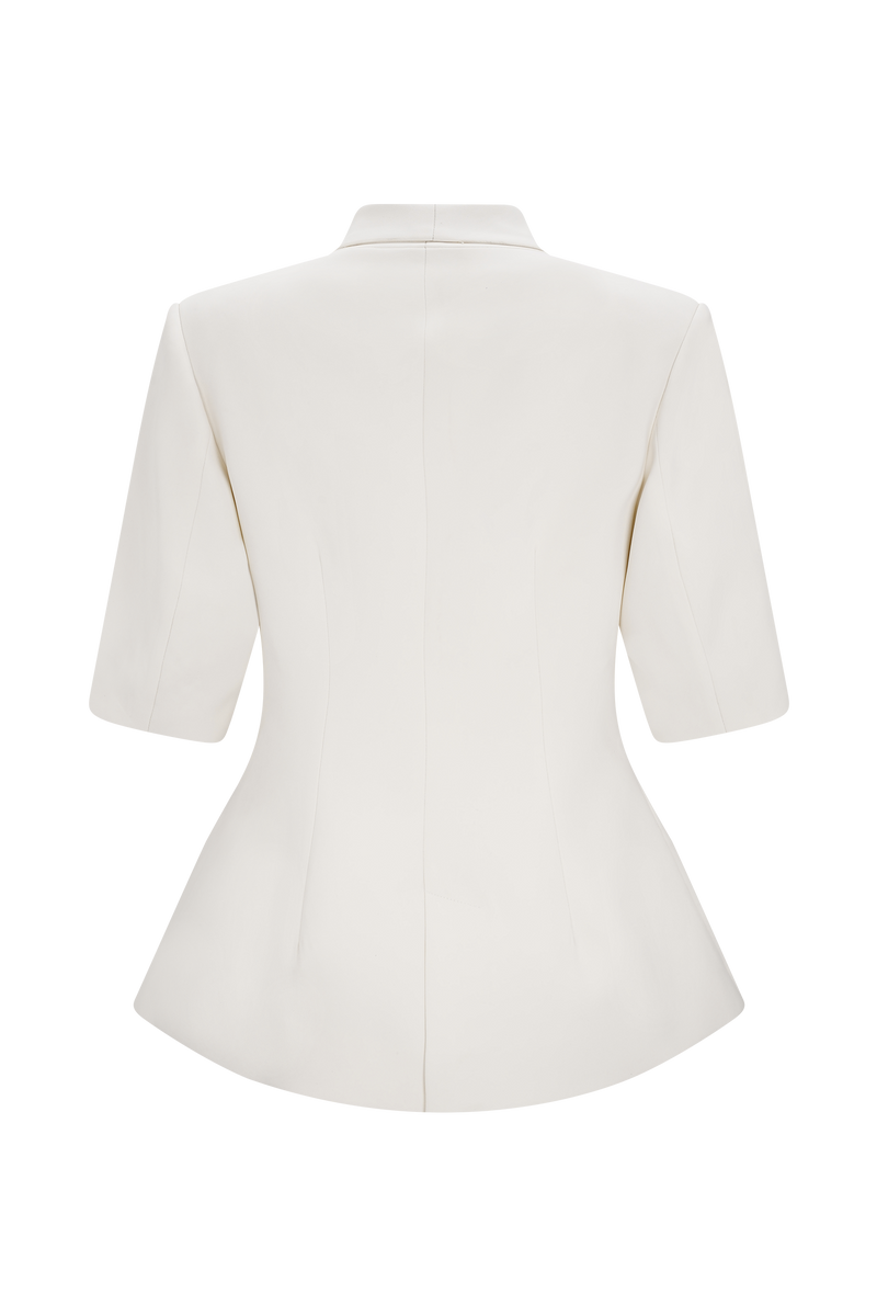Opal Puff Sleeve Suiting Top - Ivory