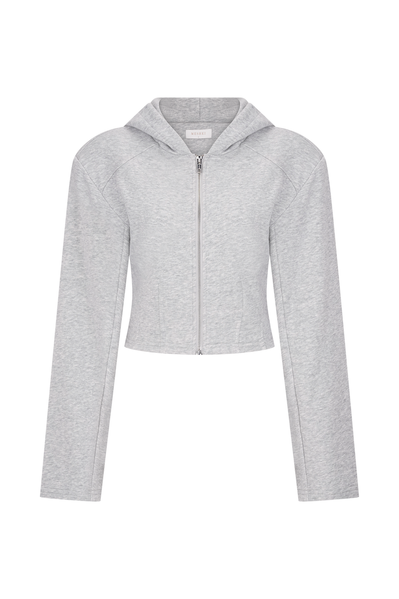 Quinn Zip Up Hoodie - Light Grey Marle