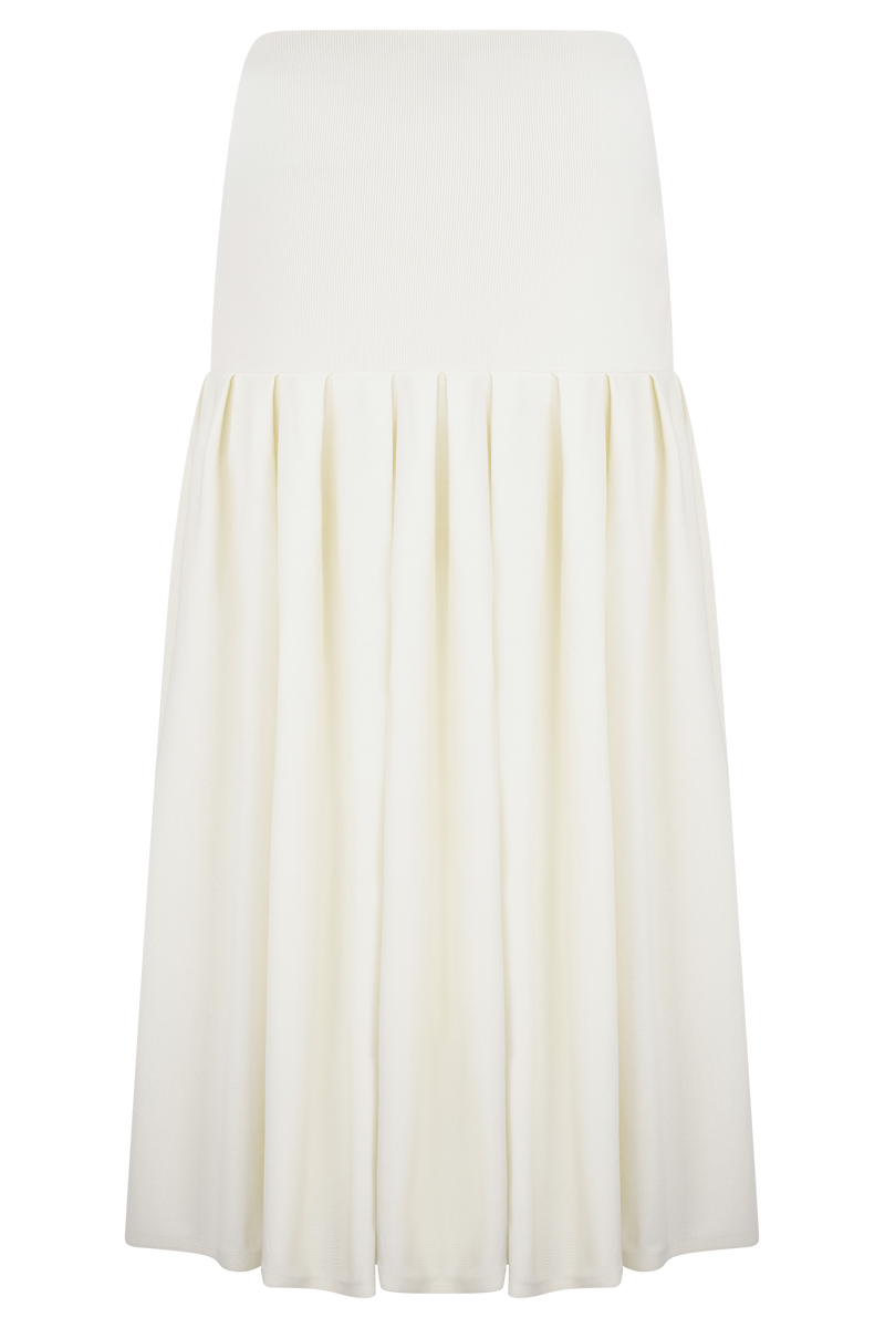 Romaine Bandage Knit Midi Skirt - Ivory