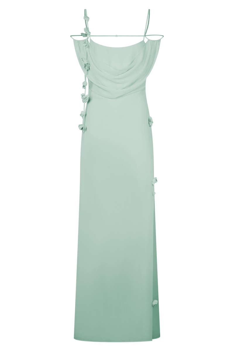 Rosalie Floral Chiffon Maxi Dress - Lagoon