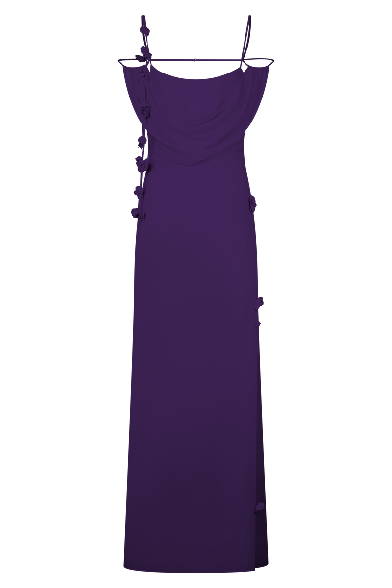 Rosalie Floral Chiffon Maxi Dress - Purple