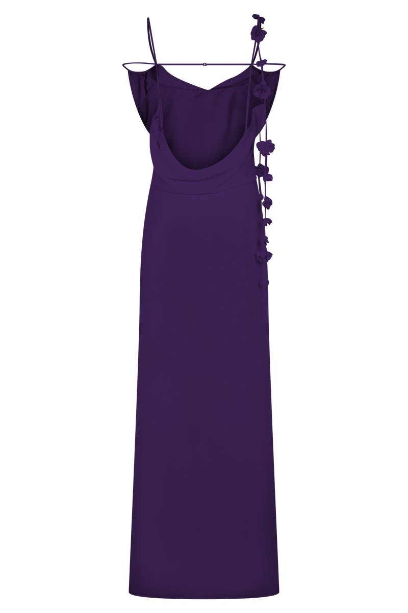Rosalie Floral Chiffon Maxi Dress - Purple