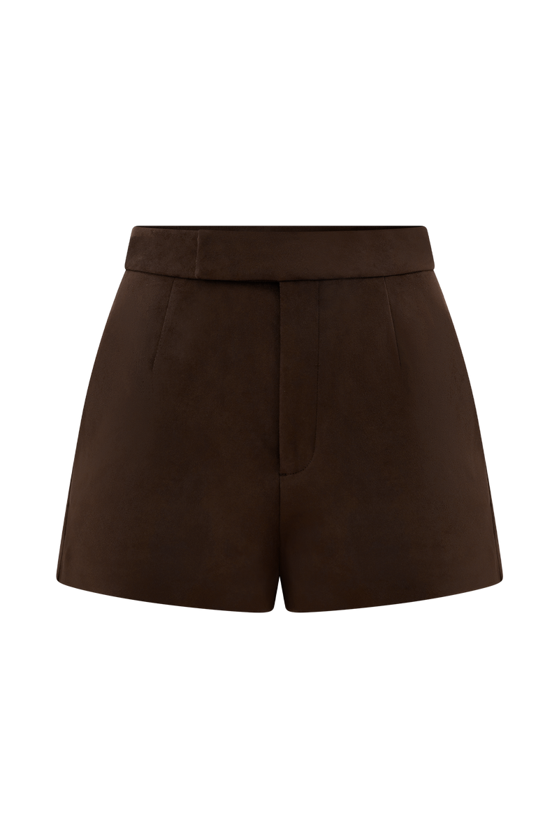 Sally Faux Suede Short - Milk Chocolate