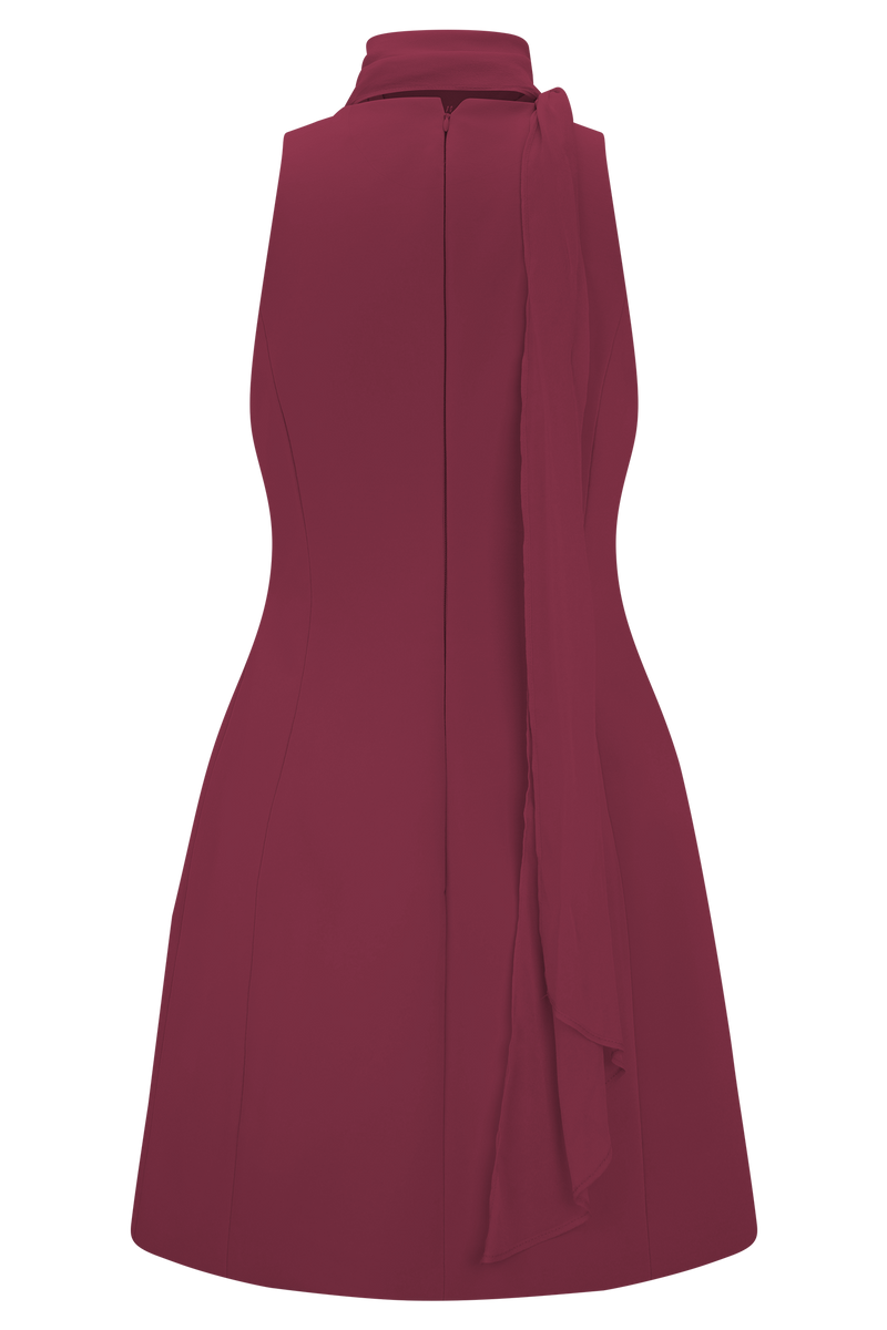 Skyler Suiting Embroidered Mini Dress - Wine