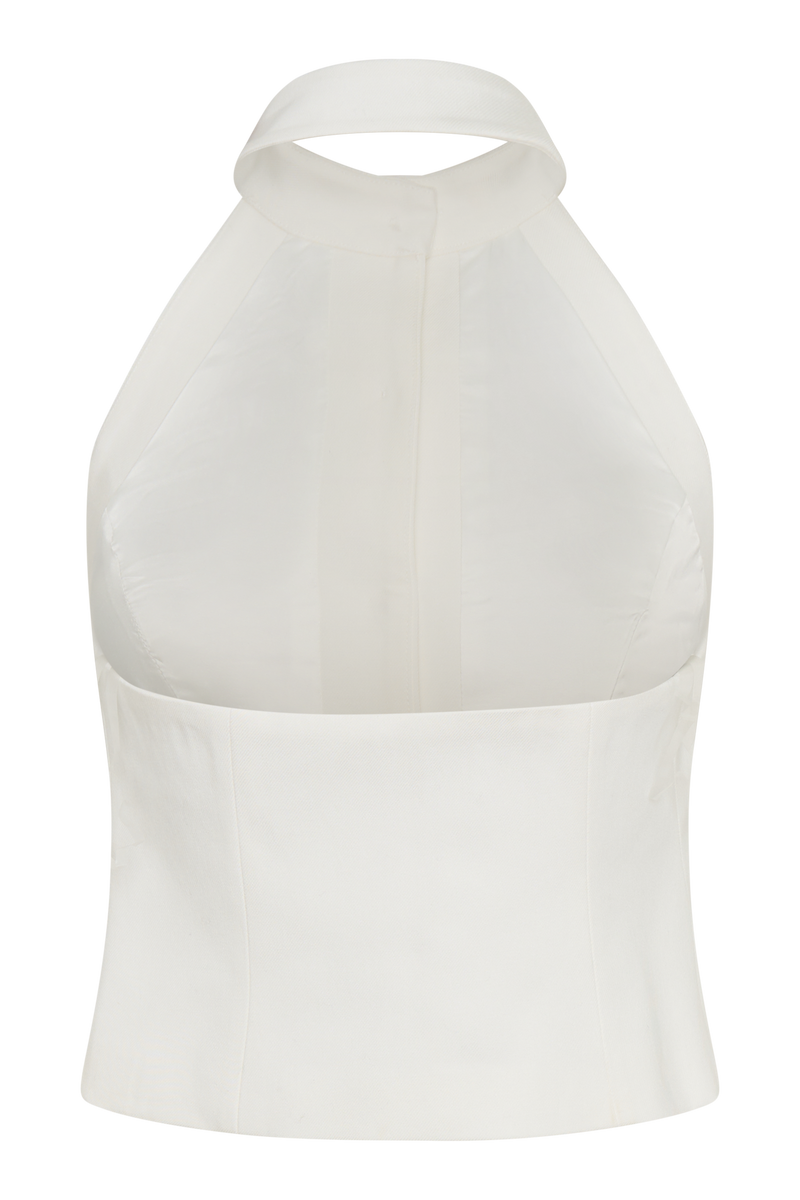 Tiara Halter Neck Suiting Top - White