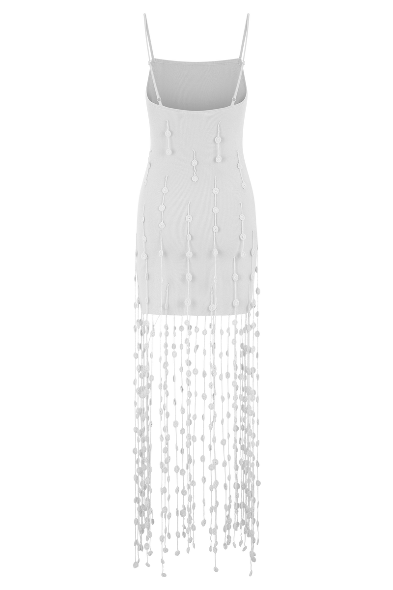 Tove Hand Knit Flower Mini Dress - White