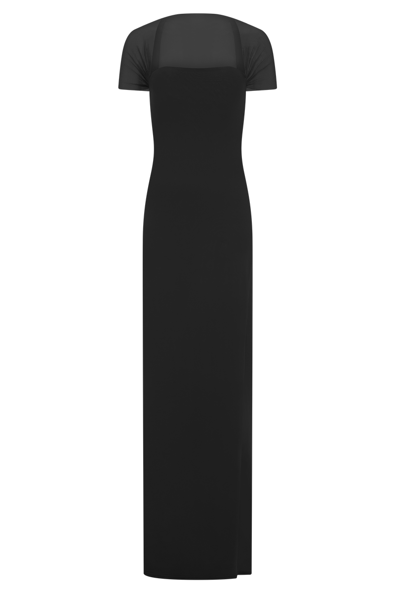 Wyatt Slinky And Mesh Maxi Dress - Black