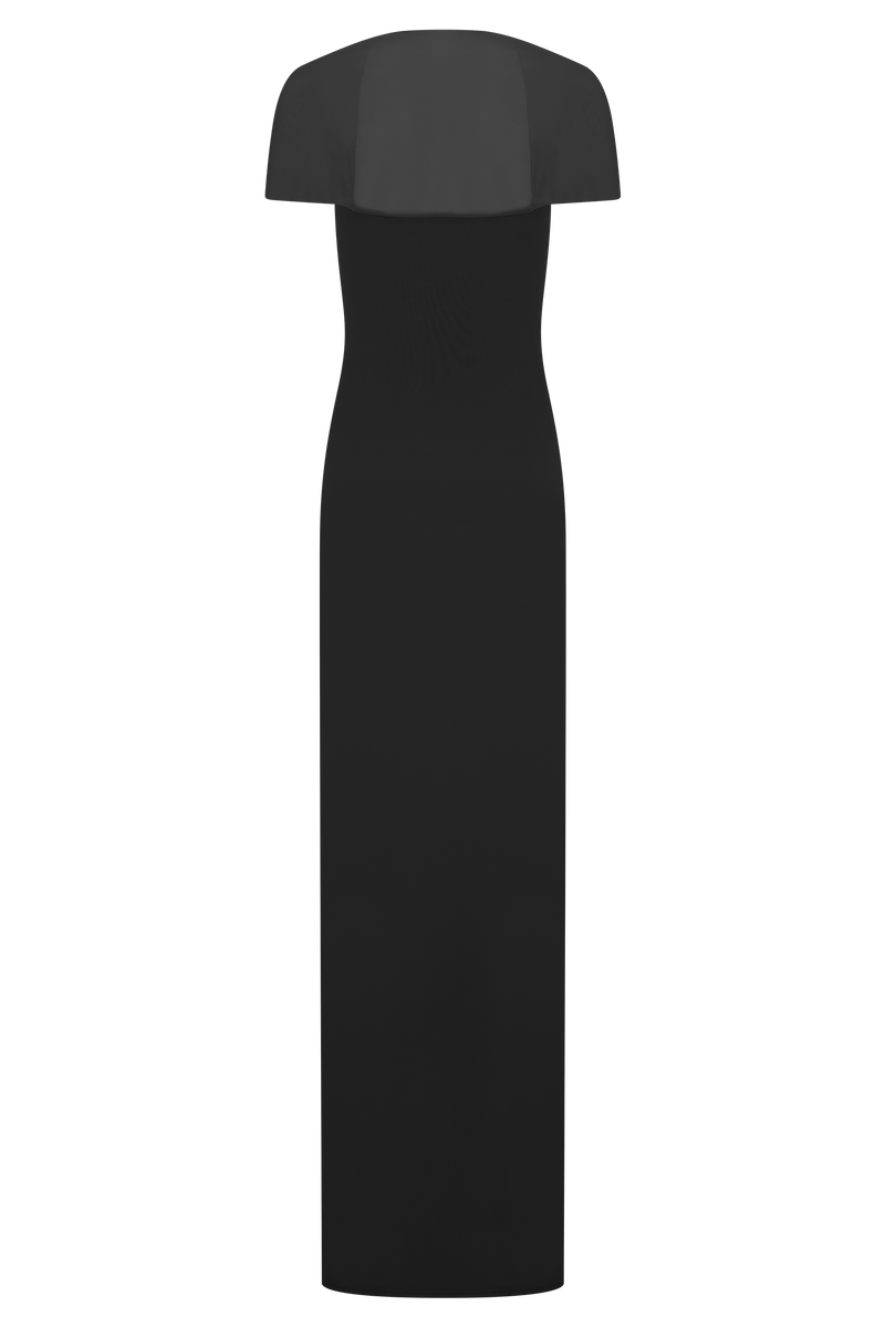 Wyatt Slinky And Mesh Maxi Dress - Black