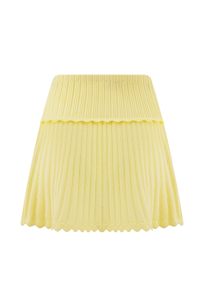 Indy Pointelle Knit Mini Skirt - Lemon