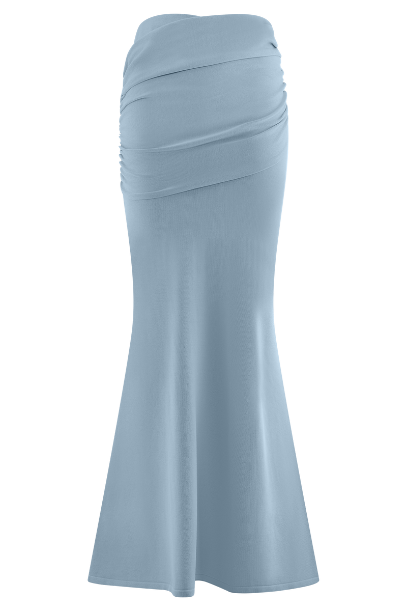 Irene Gathered Knit Maxi Skirt - Blue