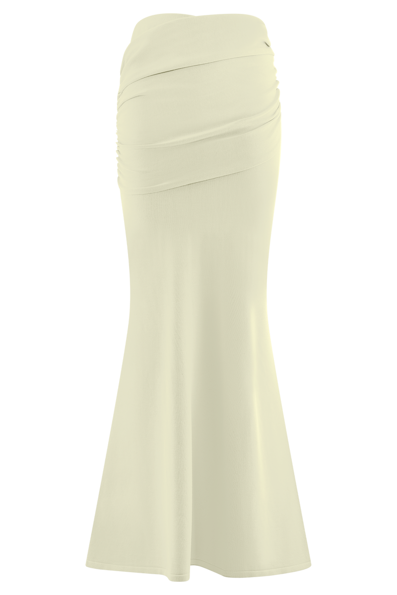Irene Gathered Knit Maxi Skirt - Ivory