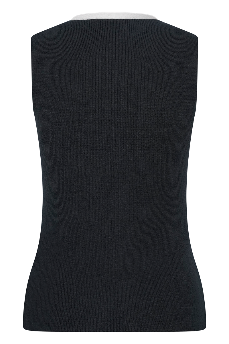 Julianne Contrast Knit Top - Black/White