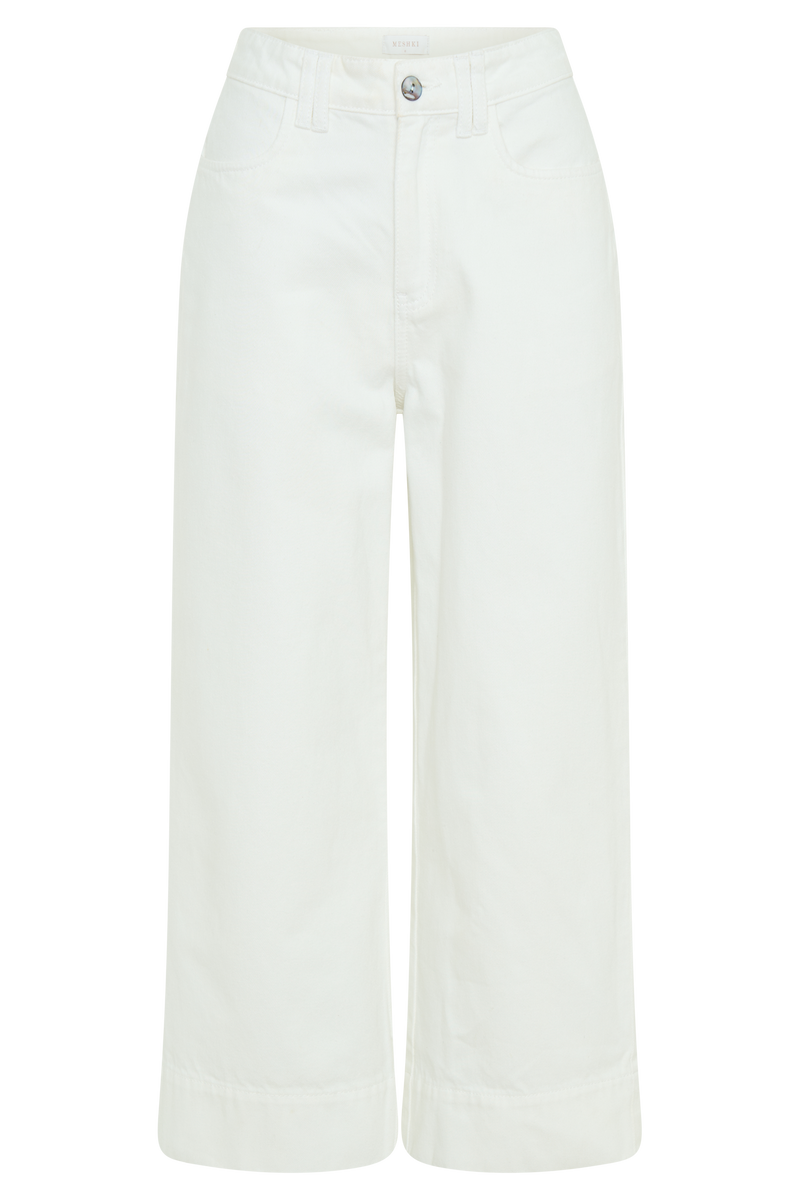 Kaitlyn Cropped Wide Leg Jeans - White